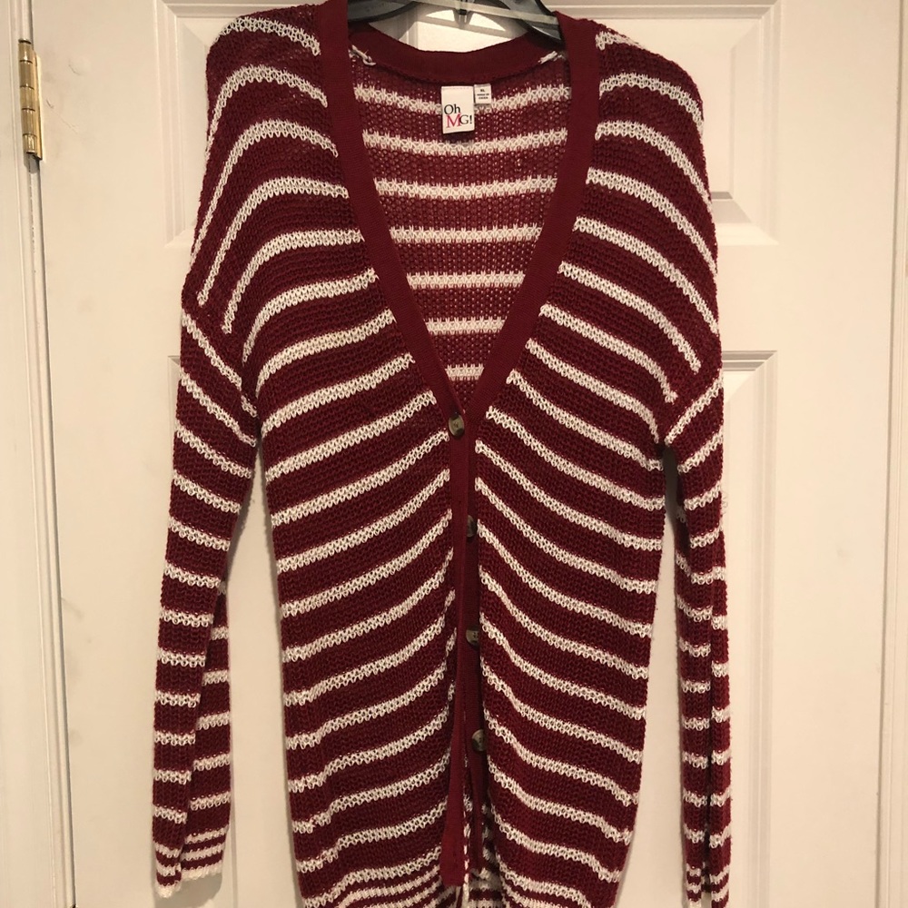 Red/White Button knit Sweater